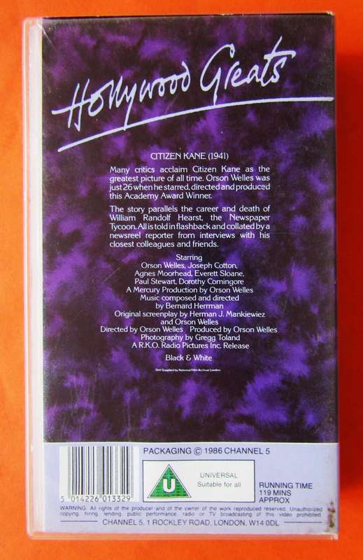 Citizen Kane - Orson Welles - Movie VHS Tape (1986)