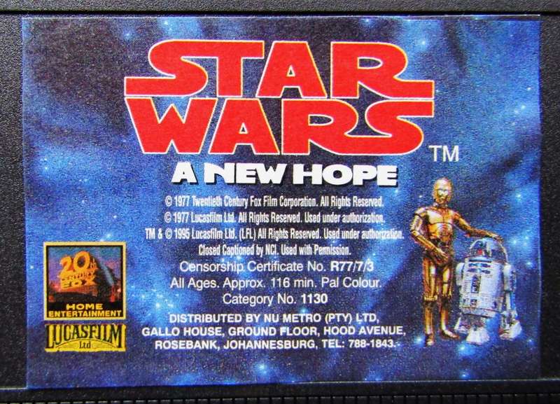 Star Wars - A New Hope - Movie VHS Tape (1995)