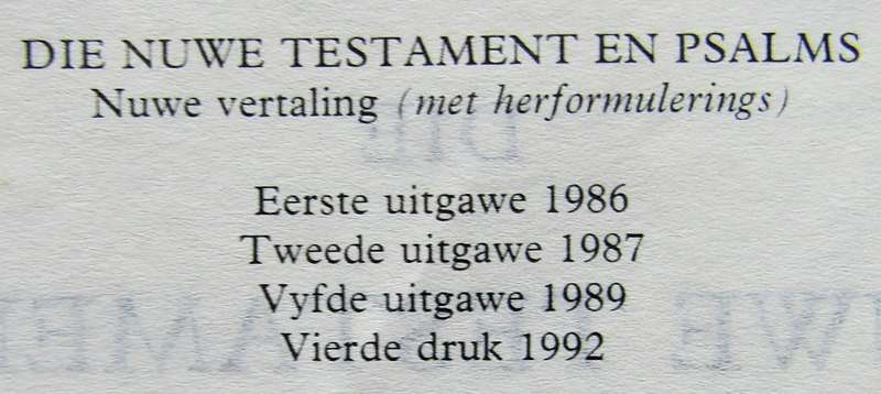 1992 SA Police Afrikaans Pocket Bible