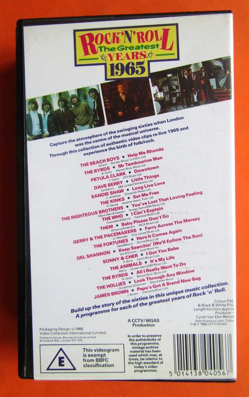1965 Rock 'N' Roll - VHS Video Tape