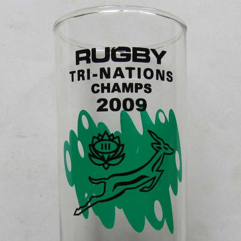 2009 Tri Nations Champs Springbok Rugby Glass