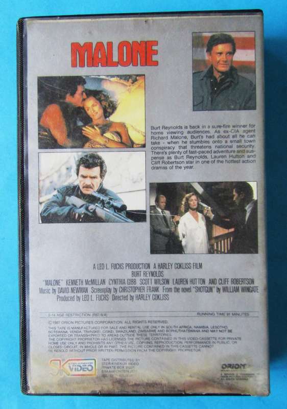 Malone - Burt Reynolds - Action Movie VHS Tape (1987)