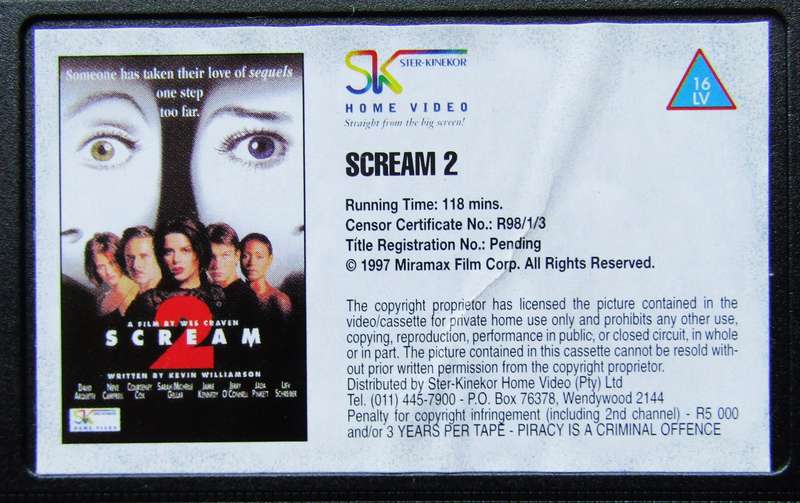 Scream 2 - Horror Movie VHS Tape (1997)