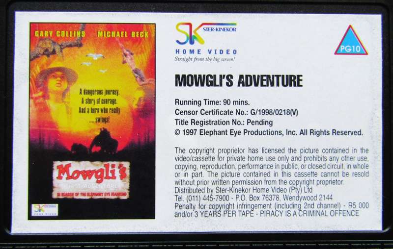 Mowgli's Adventure - Movie VHS Tape (1998)