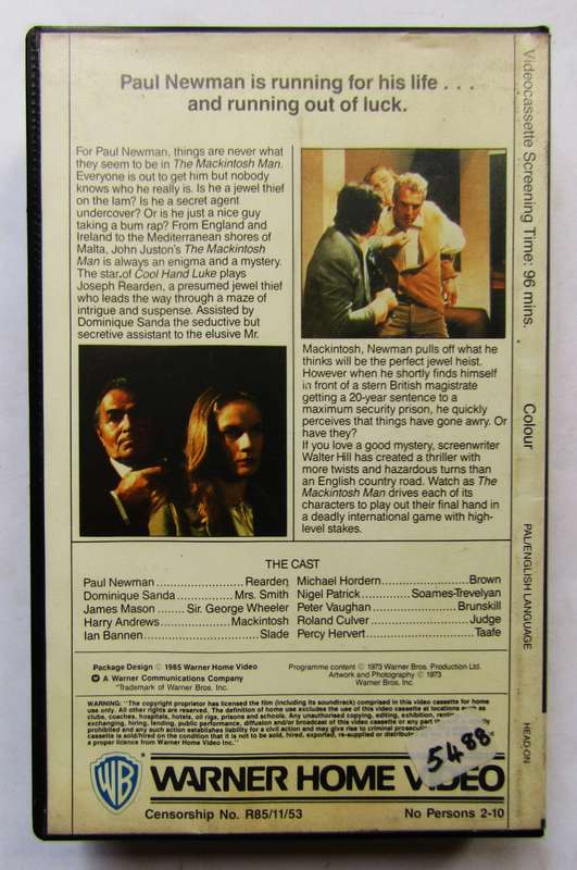 The Mackintosh Man - Paul Newman - Spy Movie VHS Tape (1985)