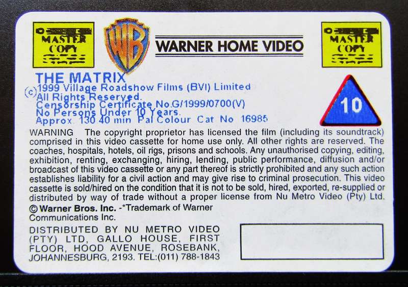 The Matrix - Keanu Reeves - Movie VHS Tape (1999)
