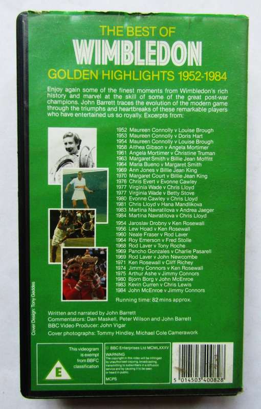 The Best of Wimbledon - Tennis VHS Video Tape (1985)