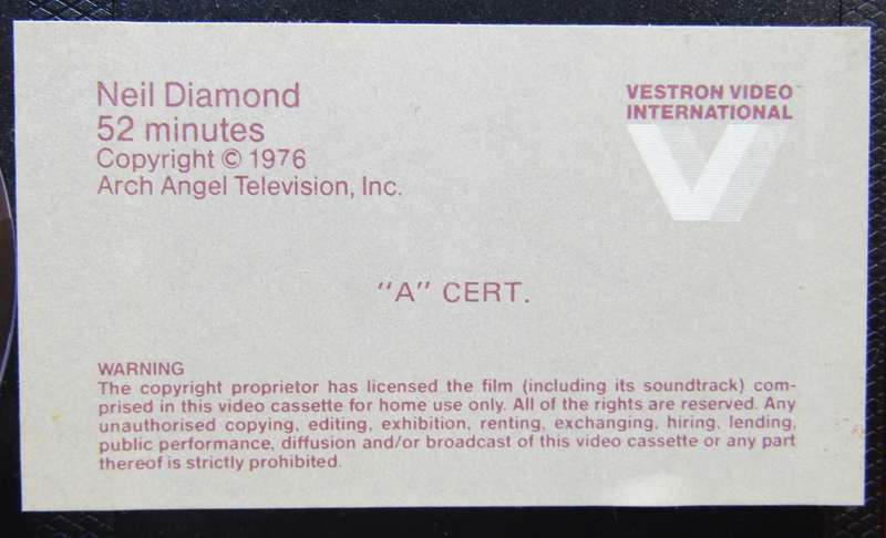 Neil Diamond - Love at the Greek - Betamax Video Tape (1984)