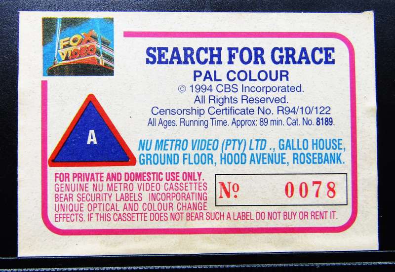 Search for Grace - Lisa Hartman - Movie VHS Tape (1994)