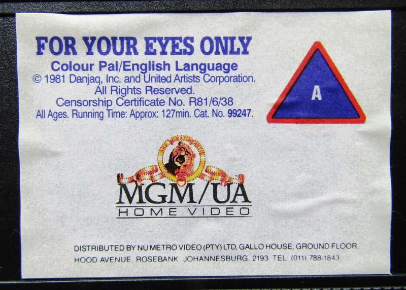 For Your Eyes Only - James Bond 007 - Movie VHS Tape (1995)