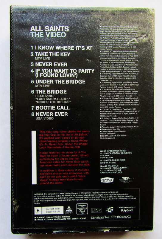 All Saints - The Video - VHS Tape (1998)