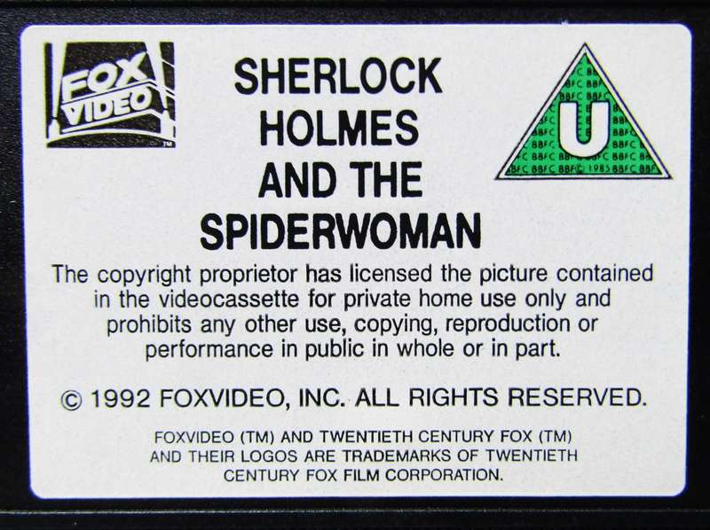 Sherlock Holmes and the Spider Woman - Horror Movie VHS Tape (1992)