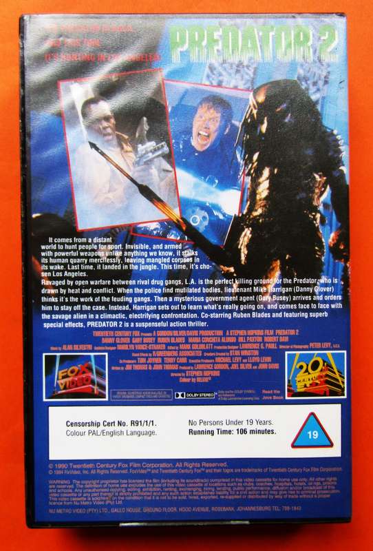 Predator 2 - Movie VHS Tape (1994)