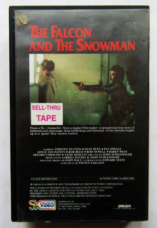 The Falcon and the Snowman - Sean Penn - Crime Movie VHS Tape (1994)