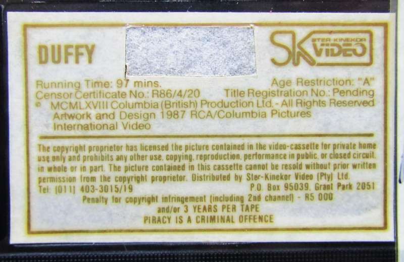 Duffy - James Coburn - Movie VHS Tape (1987)