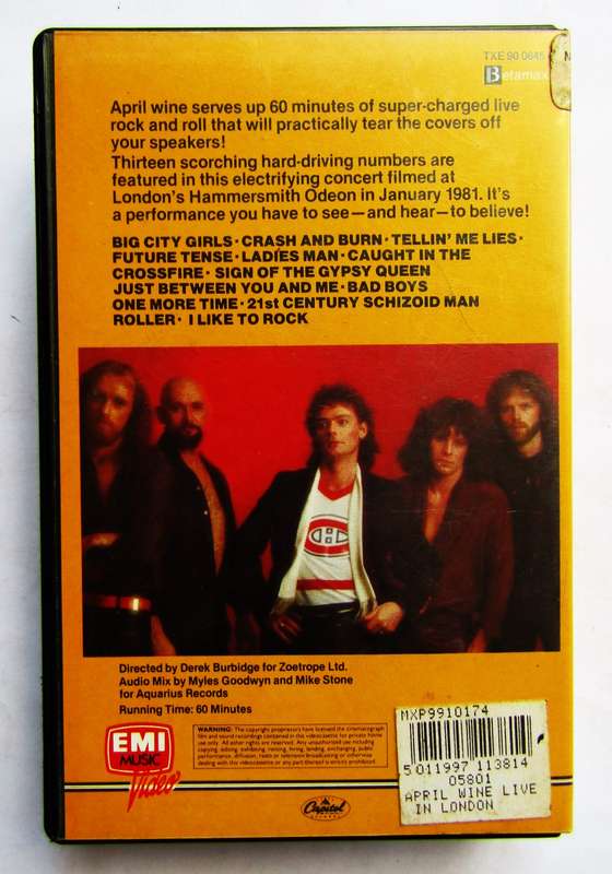 April Wine - Live in London - Betamax Video Tape (1981)