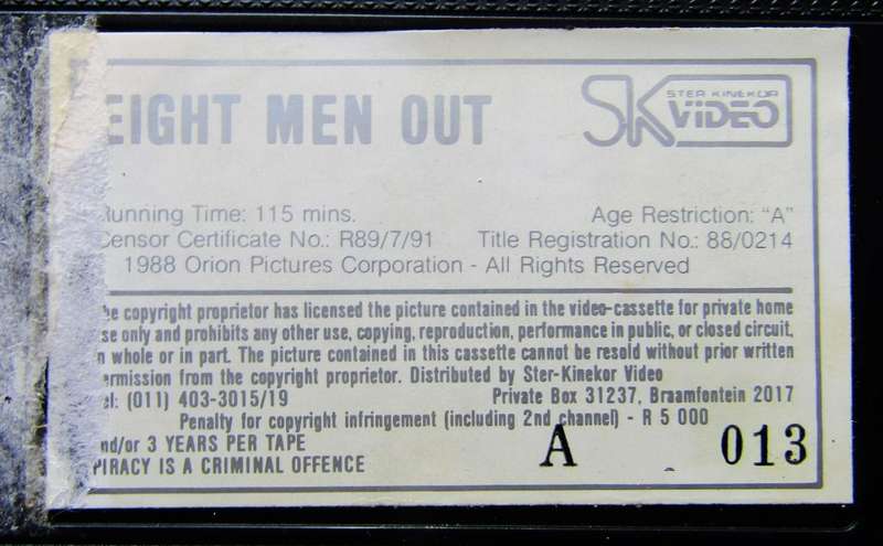 Eight Men Out - John Cusack - Movie VHS Tape (1988)