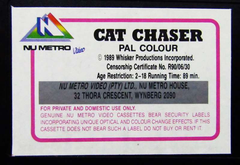 Cat Chaser - Peter Weller - Crime Movie VHS Tape (1989)