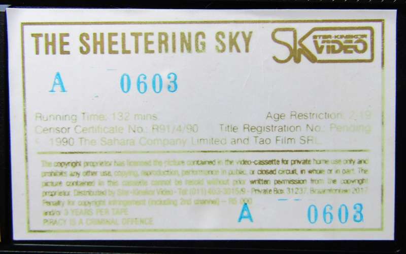 The Sheltering Sky - John Malkovich - Movie VHS Tape (1990)