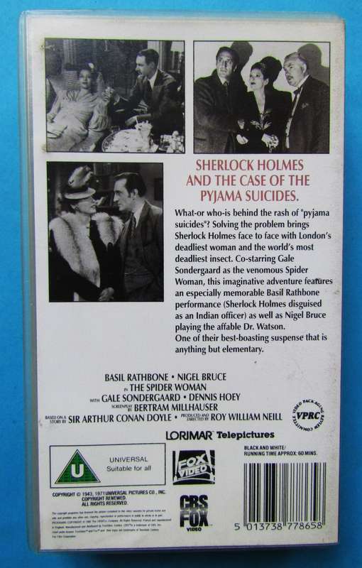 Sherlock Holmes and the Spider Woman - Horror Movie VHS Tape (1992)