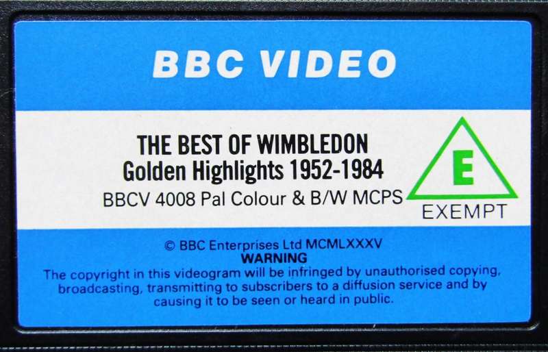 The Best of Wimbledon - Tennis VHS Video Tape (1985)