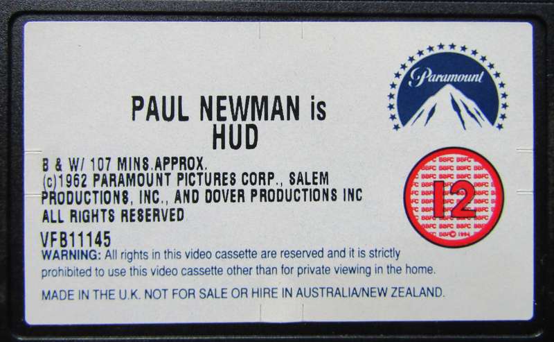 Hud - Paul Newman - Movie VHS Tape