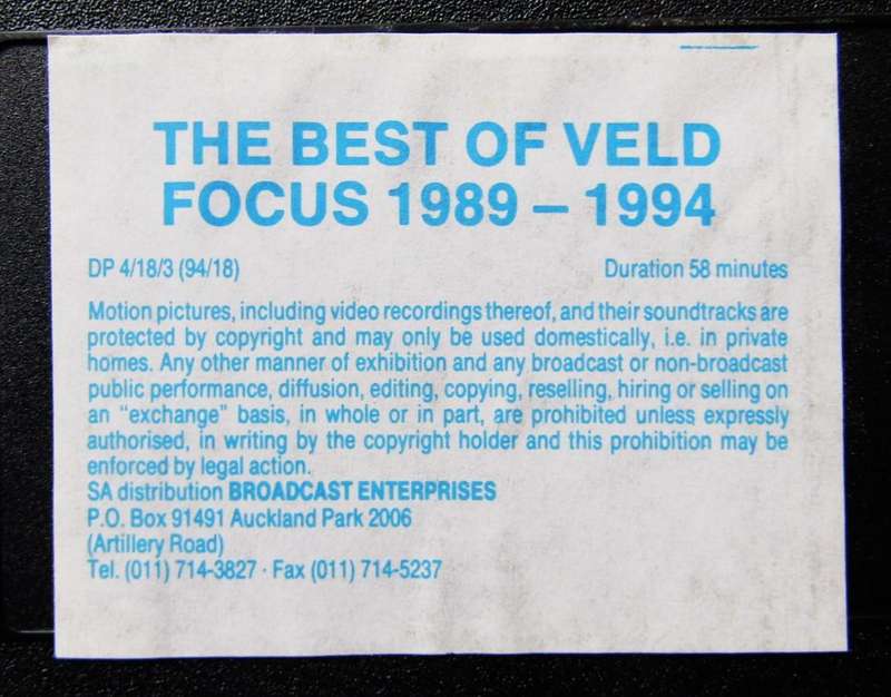 50/50 The Best of Veld Focus - VHS Video Tape (1994)