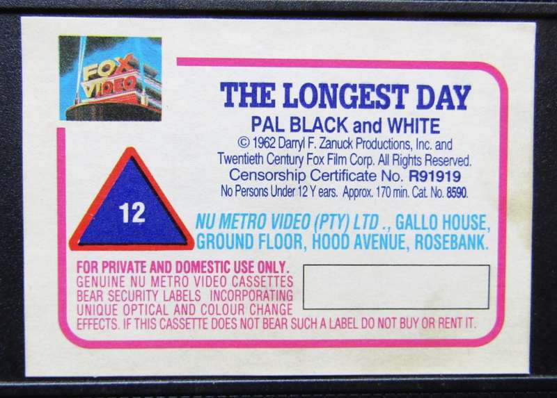 The Longest Day - War Movie VHS Tape (1995)