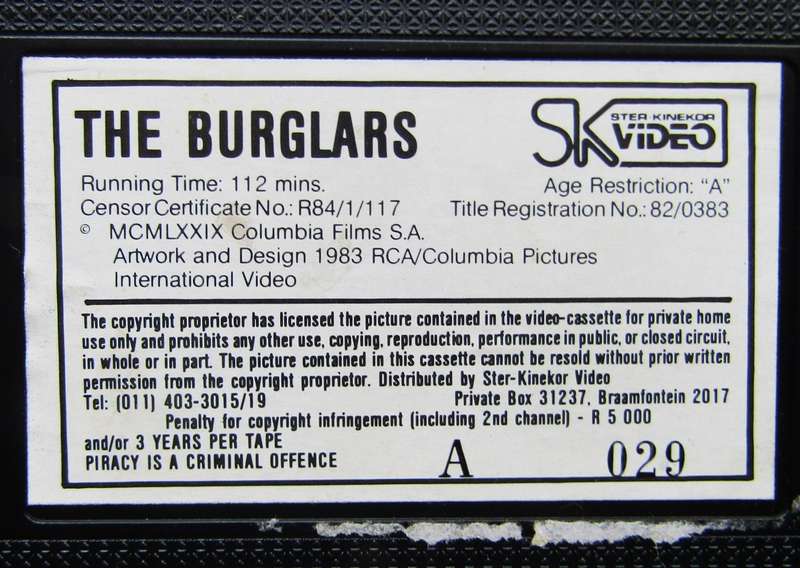 The Burglars - Crime Movie VHS Tape (1989)