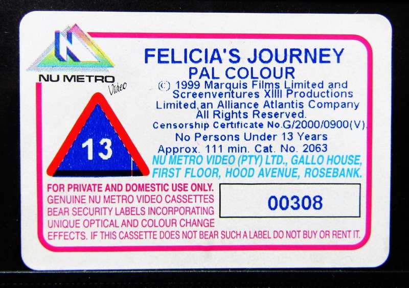 Felicia's Journey - Movie VHS Tape (2000)
