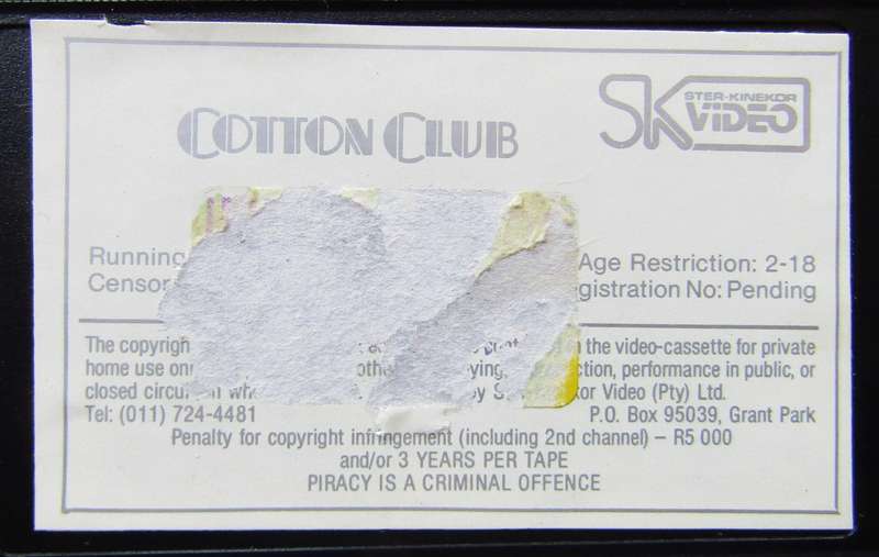 Cotton Club - Richard Gere - Crime Movie VHS Tape (1984)