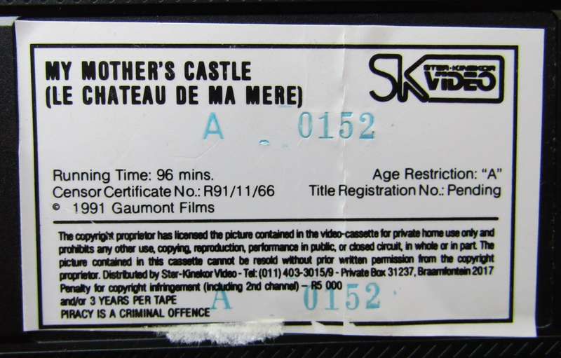 My Mother's Castle - Art House Movie VHS Tape (1991)