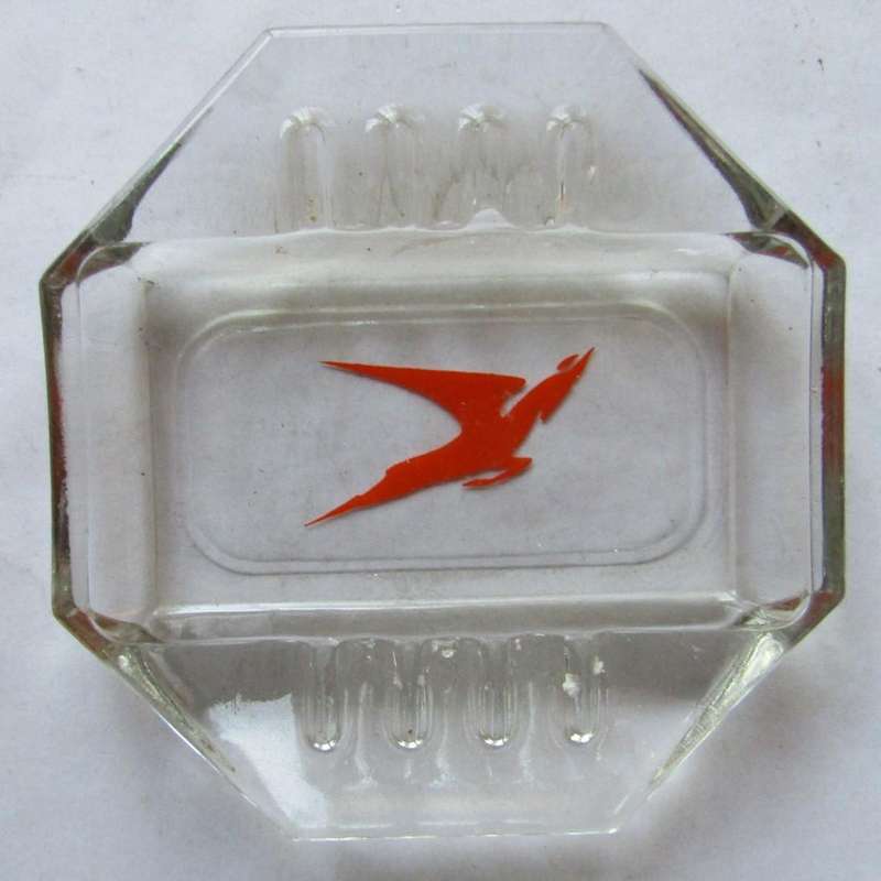 Old SAA Airways Flying Springbok Glass Ashtray