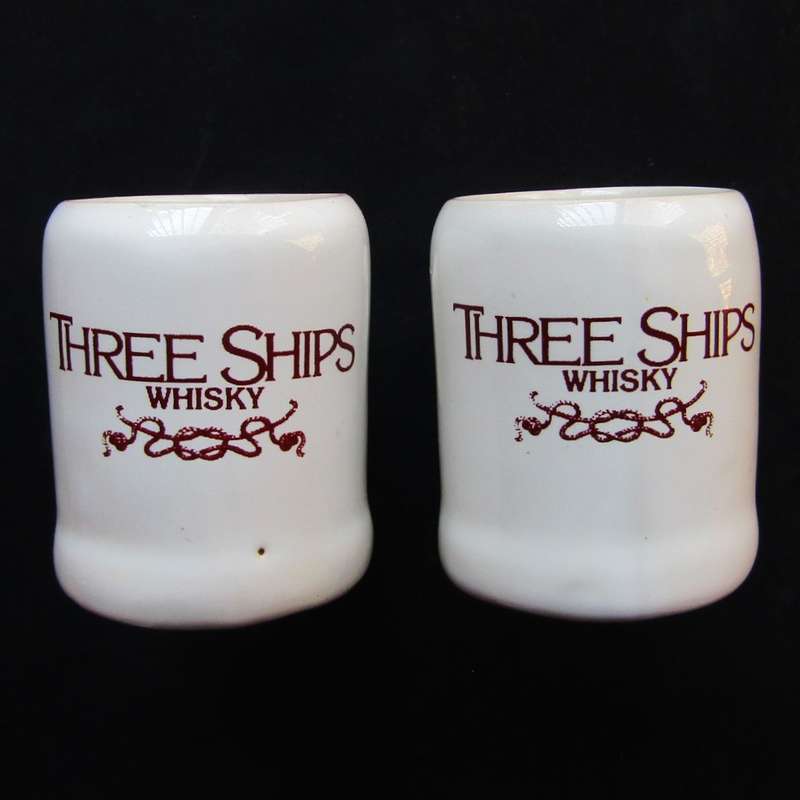 2 Old Three Ships Whisky Tot Measures
