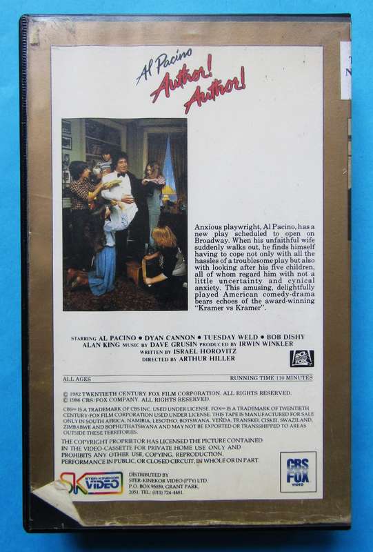 Author! Author! - Al Pacino - Movie VHS Tape (1986)