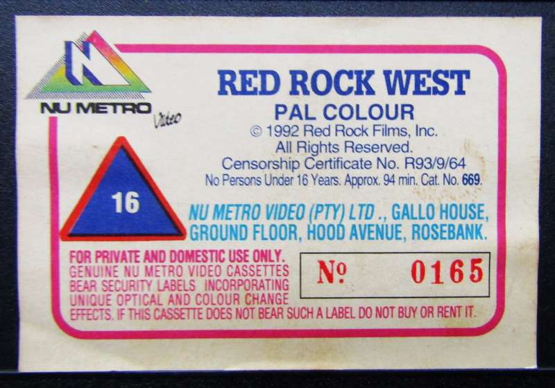Red Rock West - Nicolas Cage - Movie VHS Tape (1992)