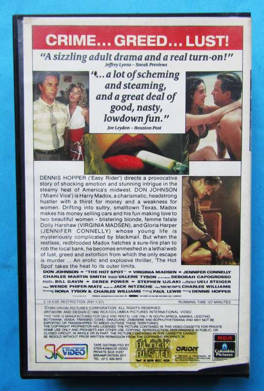 The Hot Spot - Erotic Thriller Movie VHS Tape (1992)