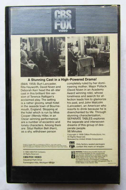 Separate Tables - Movie VHS Tape (1983)