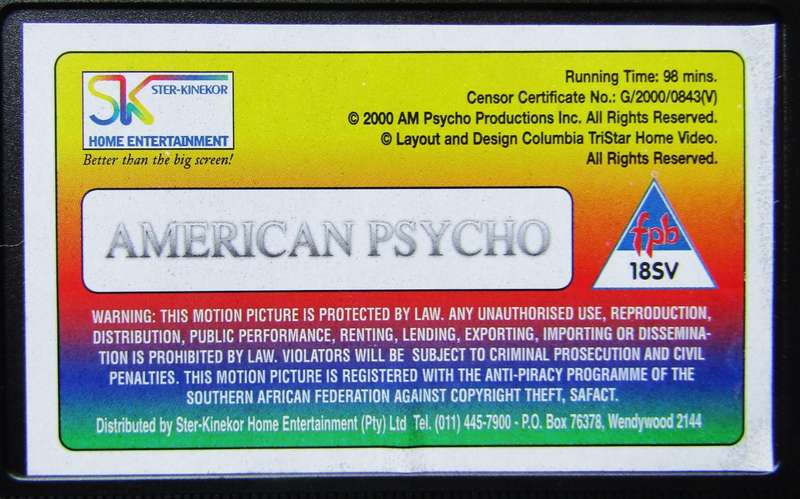 American Psycho - Horror Movie VHS Tape (2000)