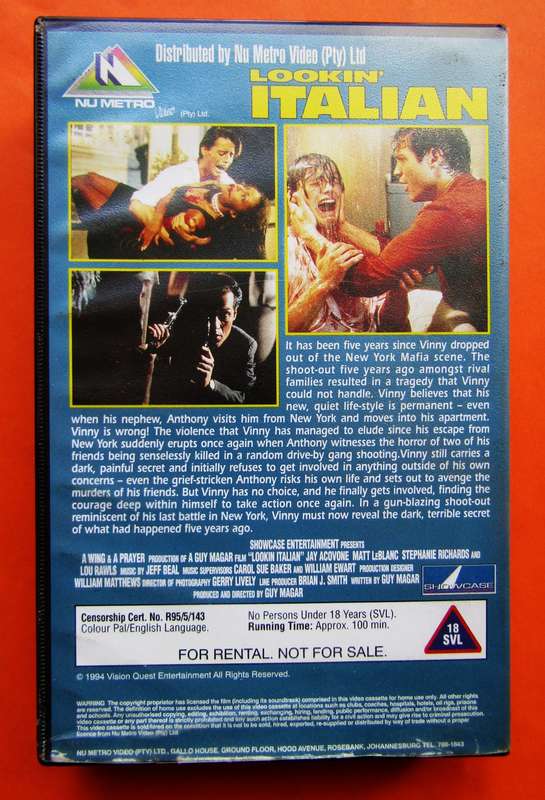 Lookin' Italian - Matt LeBlanc - Movie VHS Tape (1995)