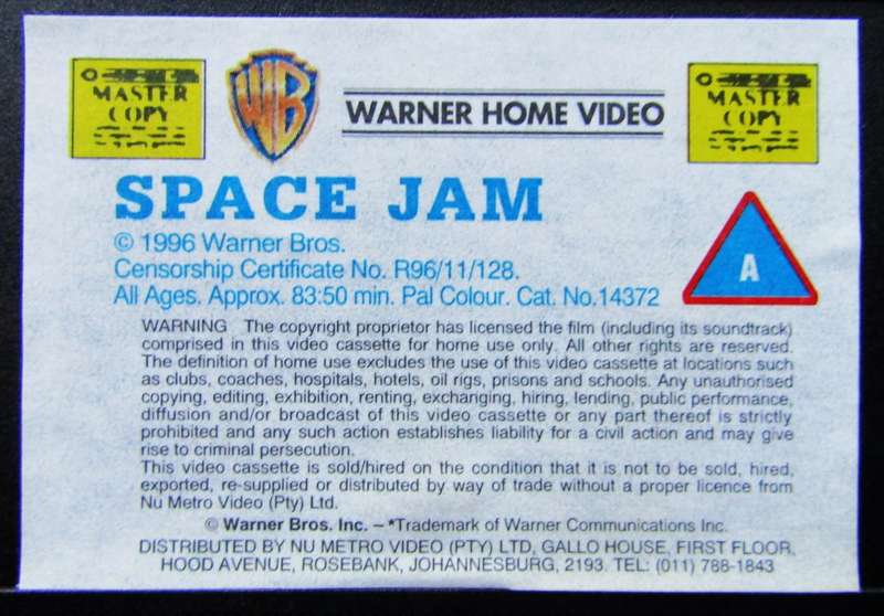 Space Jam - Michael Jordan - Movie VHS Tape (1996)