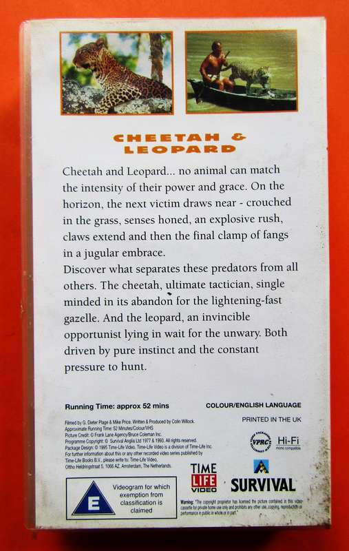Cheetah & Leopard - Predators of the Wild - VHS Video Tape (1995)