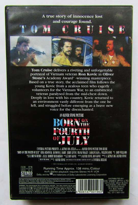 Born on the Fourth of July - Tom Cruise - Movie VHS Tape (1989)