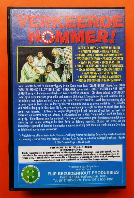 Verkeerde Nommer - Movie VHS Tape (1982)