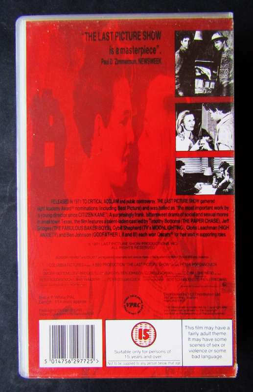 The Last Picture Show - Movie VHS Tape (1992)