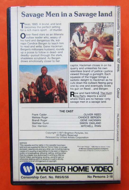 The Hunting Party - Oliver Reed - Western Movie VHS Tape (1985)