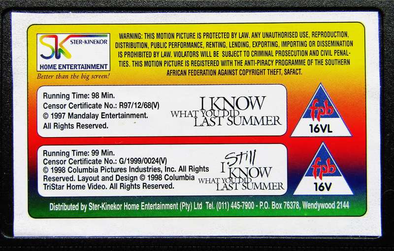 I Know What You Did Last Summer 1 and 2 - Double Movie VHS Tape (1999)