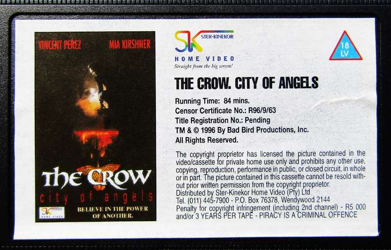 The Crow - City of Angels - Movie VHS Tape (1996)