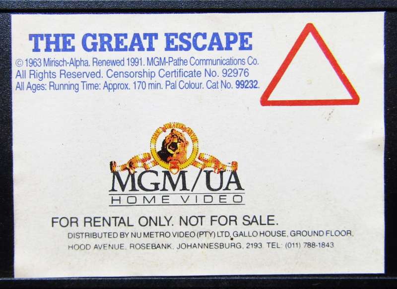 The Great Escape - Steve McQueen - Movie VHS Tape (1993)