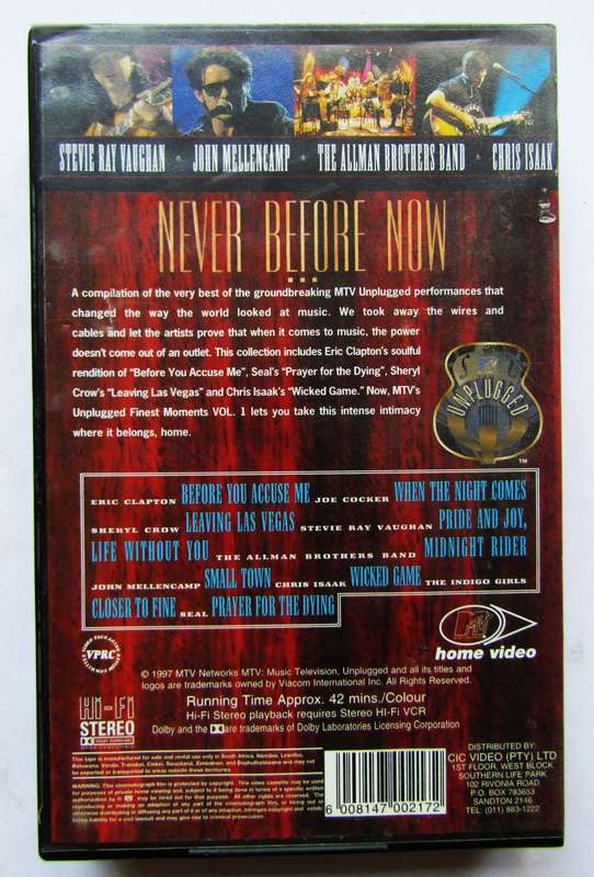 MTV Unplugged Volume 1 - VHS Video Tape (1997)